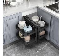 Organizador Extraíble para Esquina Ciega de Cocina 4 Cestas Estante Deslizable, Universal Izquierdo Derecho, cesta extraíble de 2 niveles, montaje inferior para armario