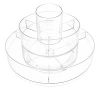 Organizador Giratorio Transparente PET de 2 Niveles para Cosméticos | 360° Rotación, Rejillas Múltiples, Asa Portátil y Superficie Lisa, para Tocador, Balcón