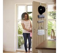 Organizador Ibzenoa® para sombreros, bufandas y accesorios: brazos flexibles y ajustables individualmente, estructura metálica con refuerzo de plástico, 120x30x25 cm, para montaje en puerta o armario,