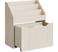 Organizador infantil con 3 estantes sobre ruedas - Beige - MDF - 29,5 x 62,5 x 70 cm - Organizador móvil para guardería infantil