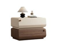 Organizador Mesita de noche madera maciza estilo vintage crema Muebles | Gabinete de almacenamiento de dormitorio minimalista(XXL)