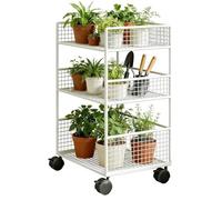 Organizador móvil de metal, carrito rodante de 3 niveles con ruedas, carrito de almacenamiento de cocina, ruedas con cerradura de engranaje de acero fuerte para limpieza de oficina, universidad, lavan