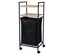 Organizador móvil para baño de la marca Koopman, estantería de bambú/metal/poliéster, dimensiones 32,5 x 38 x 89,5 cm, color /marrón