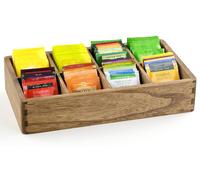 Organizador para tazas, con 8 compartimentos, fabricado en madera maciza, de 34,4 cm de altura, color marrón