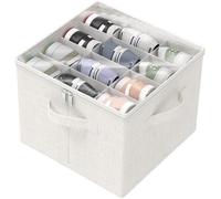 Organizador para zapatos Unyqoos® para 12 pares – caja organizadora que ahorra espacio, con cubierta de vinilo transparente, 3 asas de transporte, compartimentos de 13 x 10,5 cm, fabricada en cartón y