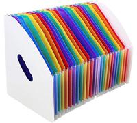 Organizador portátil y extensible para documentos, con 24 compartimentos para formato A4, ideal para uso en oficina. Caja de archivo tipo acordeón, organizador portátil y extensible para oficina y esc