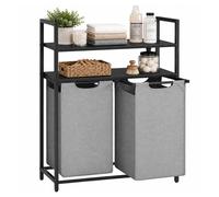 Relaxdays cesto ropa sucia, 2 compartimentos extraíbles, negro/gris | 46 litros cada una, tela, (Al x An x Fon) 93 x 73 x 33 cm