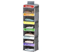Organizador semanal de ropa para niños: almacenamiento de armario colgante de tela Oxford, clasificador de ropa de 6 capas con bolsillos, distribuidor diario resistente al desgaste, estante plegable