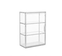 Organizador Transparente de Maquillaje y Cosméticos - Caja Estantería de 3 Niveles con Puerta para Baño y Escritorio, Vitrina Transparente 3 Niveles con Puerta Antipolvo - Caja de Exhibición para