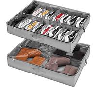Organizador Zapatos 2 Pcs, para 16 + 4 Pares de Botas, Almacenaje bajo Cama y para Parte Superior del Armario, Cajas para Guardar Organizar con Ventana Transparente