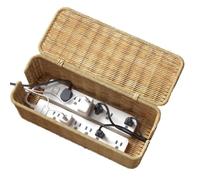 organizadora de cables con tapa cerrada, organizador de cables | Cajas de gestión de cables tejidas a mano para escritorio, toma de pared, TV, piso, mesa, estante exterior
