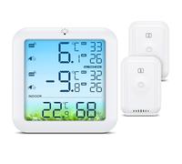 ORIA Termómetro Inalámbrico para Refrigerador, Termómetro Digital para Congelador con 2 Sensores, Pantalla a Color, Valores Máx y Mín, Alarma y Sensor de Temperatura Alimentado por USB o Batería