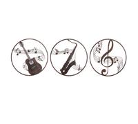 ORIGEN Home Decor - Adorno pared música Pack 3 Unidades Adorno Pared | Apliques Metal Marrón - 60x1x60 cm 29899