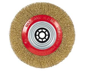 Original Einhell Disco de cepillos como accesorio de lijadora doble (Ø 150 mm, adecuado para lijadora doble TC-BG 150 B de Einhell, alambres de metal de acero)