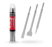 Einhell - Juego de cinceles SDS Plus, 3 piezas, 250 mm (con cincel puntiagudo, cincel plano de 20 mm de ancho y 40 mm de ancho, hecho de acero duradero de 40 Cr para trabajos de demolición y