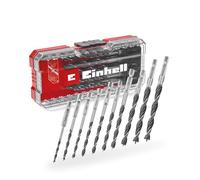 Original Einhell S-CASE 10-Juego de Brocas para Madera (Doble Espiral, Hechas de Acero Herramienta C45 Laminado, Vástago E 6.3, Unión Afilada de 3 Puntos, Punta de Centración Incl