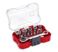 Original Einhell XS-CASE Juego de llaves de vaso y puntas de 21 piezas (puntas de 25 mm, llave de vaso, portapuntas de cambio rápido, adaptador, carraca reversible in stuche)
