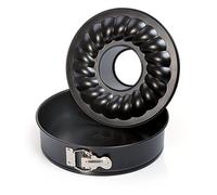 ORIGINAL KAISER Classic - Molde Desmontable Redondo 26 cm, 2 Fondos, Fondo Plano y Tubular, Molde Redondo con Revestimiento Antiadherente, Negro