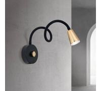 ORION Aplique de pared Dotty, color latón, brazo flexible, atenuador, GU10