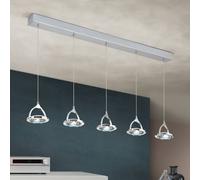 ORION Lámpara colgante LED lineal Moon, 5 luces, cromo