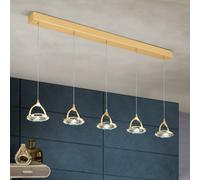 ORION Lámpara colgante LED lineal Moon, 5 luces, oro