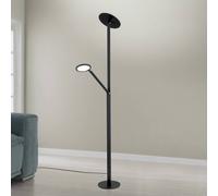 ORION Lámpara de pie LED Fati, altura 181 cm, aluminio, brazo de lectura, atenuador,