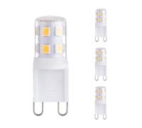 ORION LIGHTSTYLE Juego de 4 bombillas LED G9, 2,5 W, blanco cálido, 3000 K, longitud 14 mm, altura 37 mm