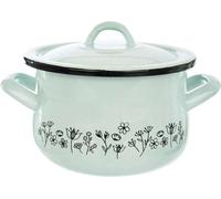 ORION, olla esmaltada con diseño de flores, 16 cm, con tapa, apta para gas e inducción