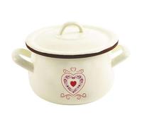 ORION. Olla esmaltada "HERZ" de 16 cm con tapa, apta para cocinas a gas e inducción