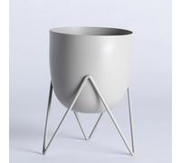 ORION91 Accesorio Decorativo Metal (20x15 cm ) Lapicero Macetero Gris forma de cubo- SpazioLuzio
