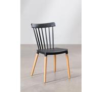Orion91 ALCIONE Chair in Black - Dining Room Chair with Polypropylene Seat and Beech Wood Legs, 83x48x52.5 cm, Ideal for Kitchen, Office, and Living Room, Ergonomic and Elegant Design - Pack x6