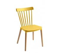 Orion91 Alcione Chair Yellow with Beech Wood Legs, 83x48x52.5 cm, Polypropylene Seat for Dining Room, Kitchen, Office, Scandinavian Style - Supports 110 kg, Indoor Use - Pack x2