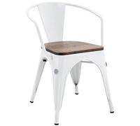ORION91® - BETA EDITION Metal Dining Chair with Wood Seat, 71x50x54 cm, Industrial Style, Stackable, Suitable for Home and Commercial Use, Elegant Design, Durable Steel and Solid Wood, Idea… - Pack x2
