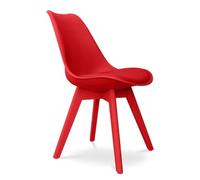 Orion91 Boreal Chair Padded Seat Faux Leather and Red Legs 48x43x82cm Dining Room Office Living Room teleworking Kitchen - spazioluzio - Pack x6