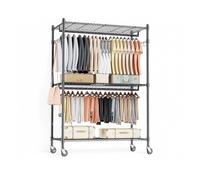ORION91 Burro Perchero Doble Ropa Ruedas Profesional Estantes Ajustables en Altura 186 x 90 x 45 cm Negro - SpazioLuzio