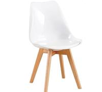 Orion91 Draco Chair White Gloss Faux Leather Upholstered Dining Chair with Beech Wood Legs 83x50x56cm for Kitchen, Office, Living Room - Modern, Ergonomic Design - Pack x6