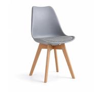 Orion91 Lyra Chair Linen Padded Cushion, Chairs for Kitchen, Office, Living Room - Gray Color 40 x 49 x 82 cm - spazioluzio - Pack x2