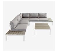 Orion91 Orion91official ® - White Garden Corner Sofa with Cushions and Table Nara Garden House Modular Set for Terrace and Exterior - spazioluzio - Sofá