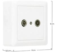 ORION91 Pack x 3 unidades Enchufe Empotrable Doble Toma TV y Radio con Base Empotrable Blanco - Nine&One