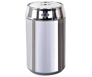 ORION91 Papelera o Cubo Basura Ø24cm x 48,4cm 12 L Tapa Con Sensor Inteligente CROMADO ACERO INOXIDABLE Oficina Teletrabajo - SpazioLuzio