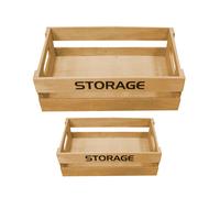ORION91 Set 2 unidades Caja de Almacenaje de Madera Natural - Set de Invierno X2 - 28x16,5x9cm