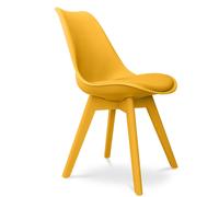 ORION91® - Silla de comedor Boreal con asiento acolchado de piel sintética y patas amarillas curry 48 x 43 x 82 cm, cocina, comedor, oficina, salón, teletrabajo - spaziOrion91