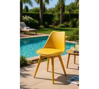 ORION91® - Silla de comedor Boreal con asiento acolchado de piel sintética y patas amarillas curry 48 x 43 x 82 cm, cocina, comedor, oficina, salón, teletrabajo - spaziOrion91