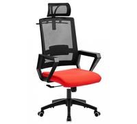 ORION91 Silla ESENTIAL de Oficina Director con Ruedas - Color Negro Respaldo Ergonómico Transpirable Malla negra y Asiento Rojo 60x63x125cm Oficina Teletrabajo - SpazioLuzio