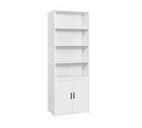 ORION91 Vertical Bookcase with 6 Shelves and Doors Cloud White MDF 24 x 60 x 175 cm Modern and Functional Design for Home, Office, or Living Room Easy Assembly and Adjustable Shelves, Max Load 10 kg p