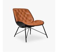 ORION91 Vintage Armchair Upholstered in Brown Faux Leather (69x72x85 cm) with Metal Legs - Elegant Design, Comfortable Capitonné Style for Living Room or Bedroom