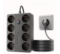 ORION91oficial® - Base Multiestación Negra 14 en 1 | Protección Sobretensión | 3 Metros de Cable | 8 salidas de CA | 4 USB A | 2 USB C | Carga Rápida - spaziOrion91