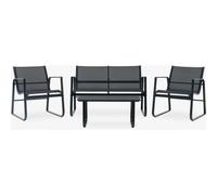 ORION91oficial® - Conjunto Mueble Jardín 4 plazas | 2 Sofás + 2 Sillones + 1 Mesa de centro | Color Negro - spaziOrion91