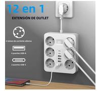 ORION91oficial® - Múltiple Clavija 12 en 1 | Enchufe | Protector contra sobretensiones | 6 salidas de CA | 4 puertos USB | 2 tipo C |Carga Rápida - spaziOrion91
