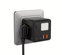 ORION91oficial® - Múltiple Clavija Enchufe | CUBE 8 en 1 Negro | 3 salidas de CA | 2 USB | 2 tipo C | Luz Noche Varios Tonos | Carga Rápida - spaziOrion91